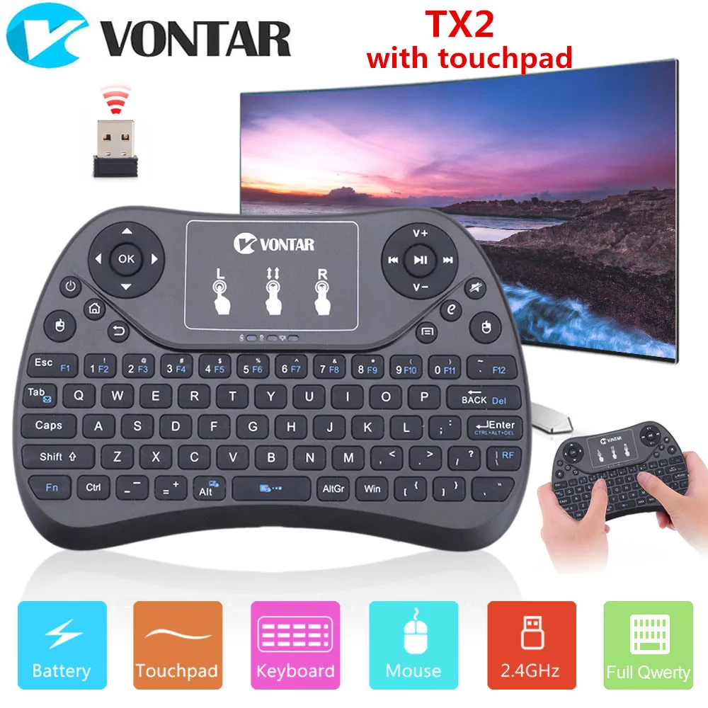 TX2/TX2 plus 2,4G Беспроводная воздушная мышь мини QWTREY Клавиатура Тачпад Fly мышь для Android 9,0 tv BOX X96Max X96mini