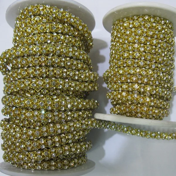 4mm gold chain rolls with crystal stones 10 yards each roll for wedding