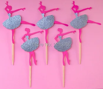 

BALLERINA Party Treat Picks cupcake toppers food picks wedding princess birthday bridal shower baby party decor cake topper