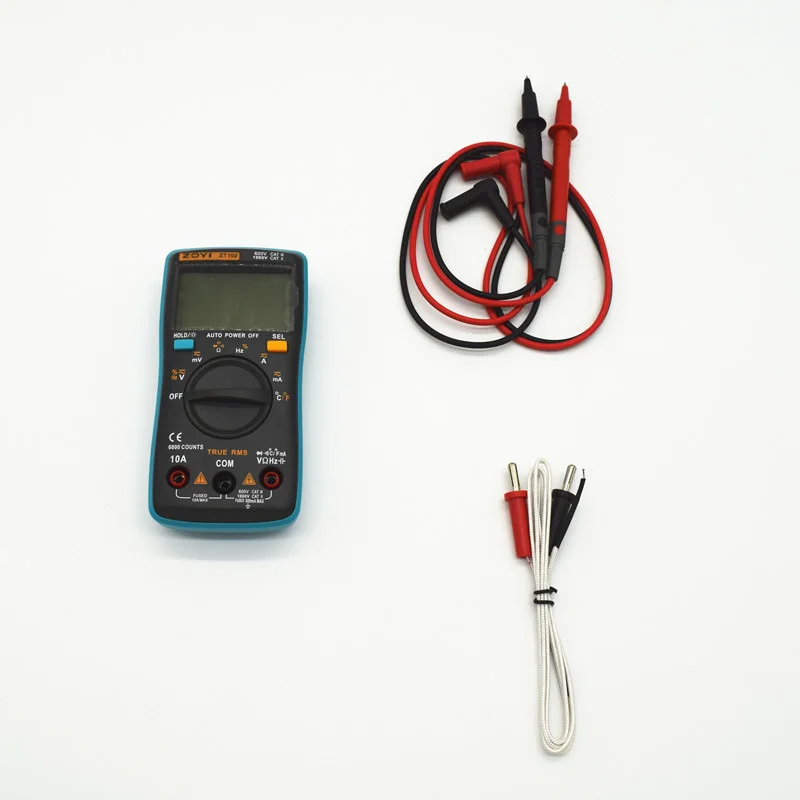 Goedkoop Zoyi Zt102 Digitale Auto Range Draagbare Multimeter 6000 Telt Backlight Ampèremeter Voltmeter Ohm Engels Handleiding