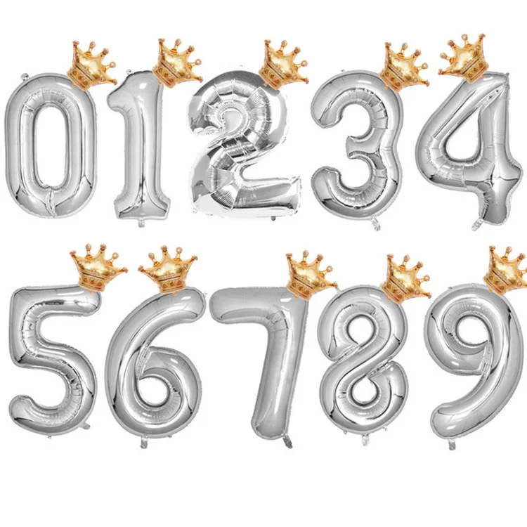 2 шт. 32 дюйма золотая корона с цифрой фольги шар цифра воздушный шар Дети Globos Baby Shower День рождения украшения детские игрушки - Цвет: 32 Y Crown