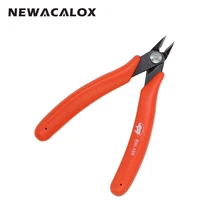 NEWACALOX Hand Tool 5 Inch Micro Soft Wire Cutter Side Cutting Pliers Precision Diagonal Plier