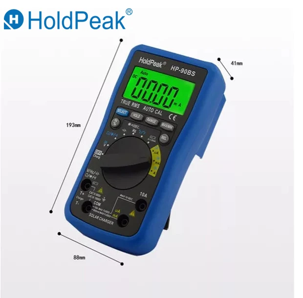HoldPeak HP-90BS Цифровой мультиметр 6000 отсчетов HFE Авто Диапазон с истинным RMS AC/DC измеритель напряжения измеритель емкости и частоты