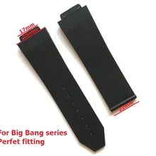 Аксессуары для часов, силиконовый ремешок для Hublot для BIG BANG, мужские Ремешки для наручных часов 25*17 мм, ремешок для часов с логотипом, Нержавеющая Пряжка, плоская