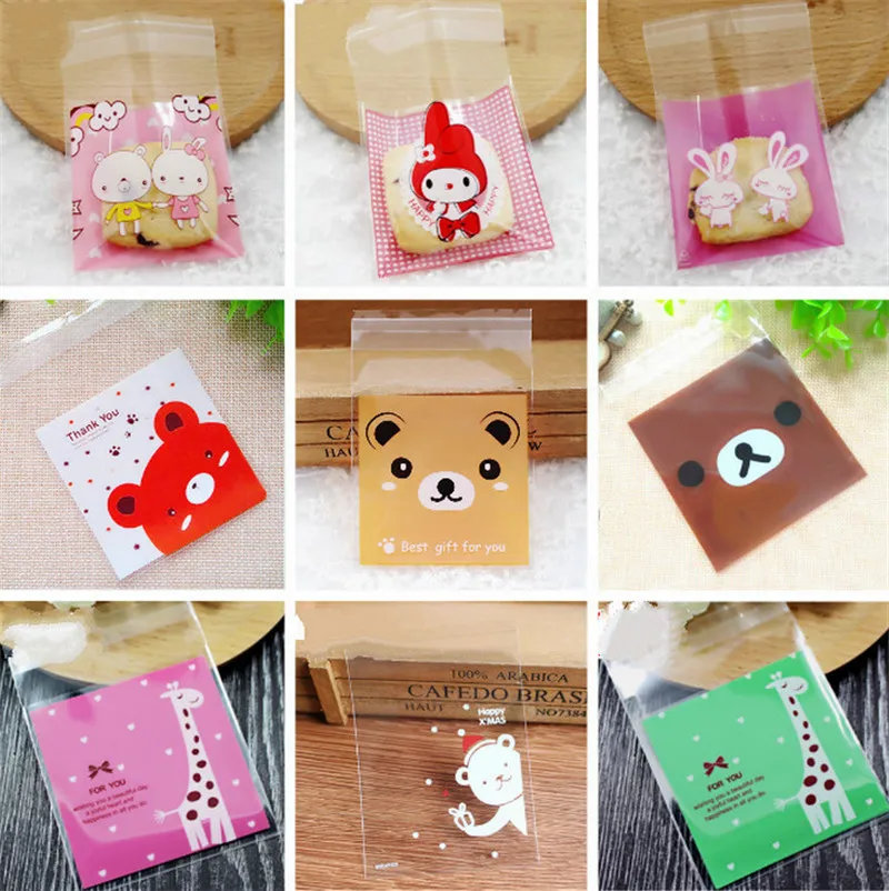 

100Pcs 7x7cm Small Plastic Bags Cookies Biscuits Bags Self-adhesive Wedding Cellophane Cake Candy Gift Bags