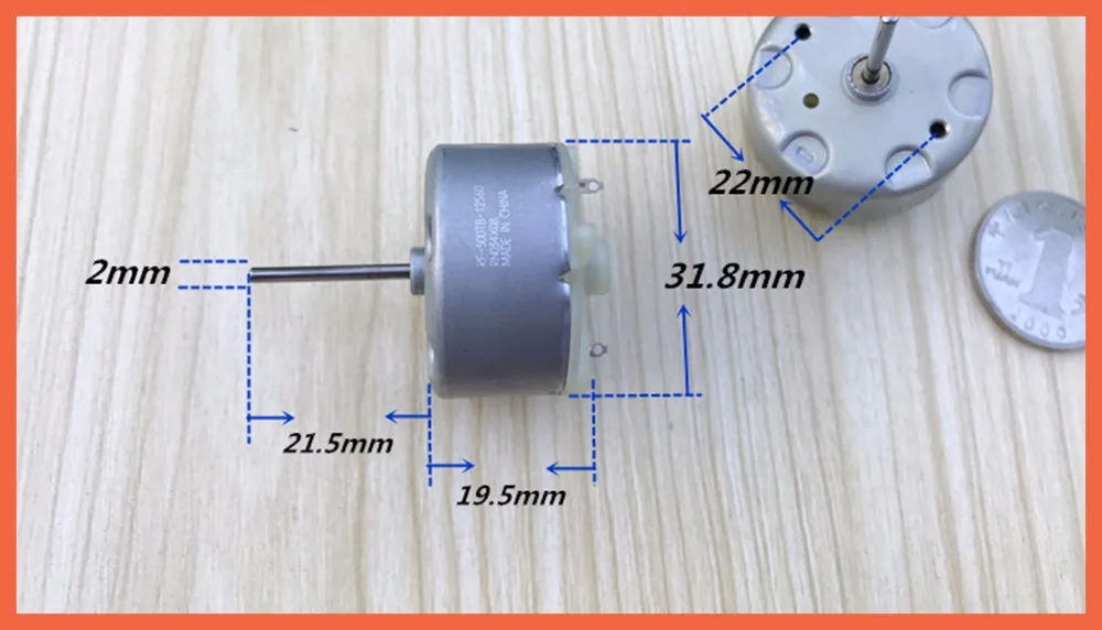 

RF-500TB-12560 22mm Long-axis DC motor Alarm Light Detector Perfume machine motor 12V 4630 RPM