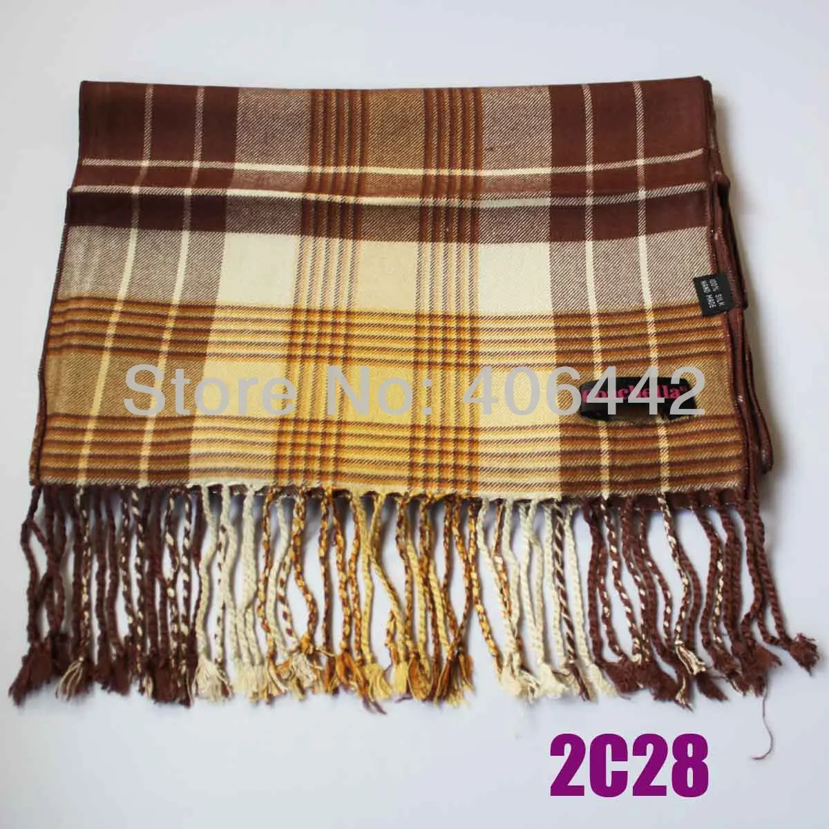 

COACHELLA Camel Brown Yellow Checked Plaid Grids Long Scarf With Long Fringe Viscose Soft winter Scarf men/women Scarves