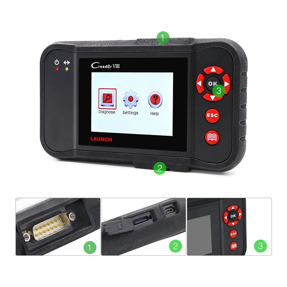 Launch Creader VIII полный obd2 диагностический инструмент X431 автоматический сканер кодов рус/AT/ABS/ПП+ EPB/SAS/сброса масла бесплатного обновления CRP129