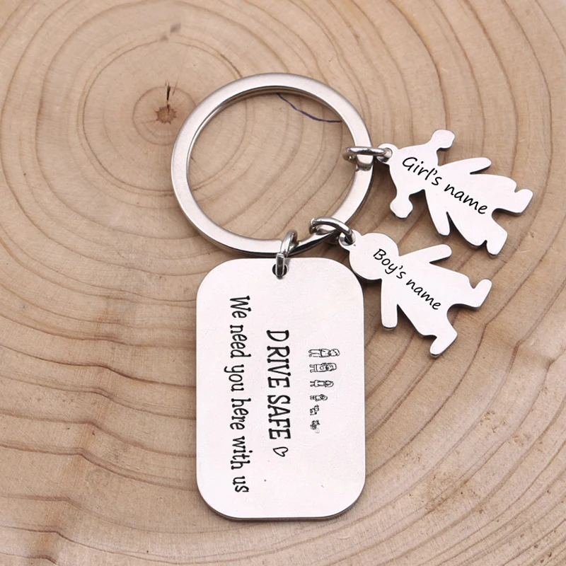 

Private Customized Name Key Chain Drive Safe Series Gift To Parents Mom Daddy Driver Boy or Girl Choose Family Love Key Holder