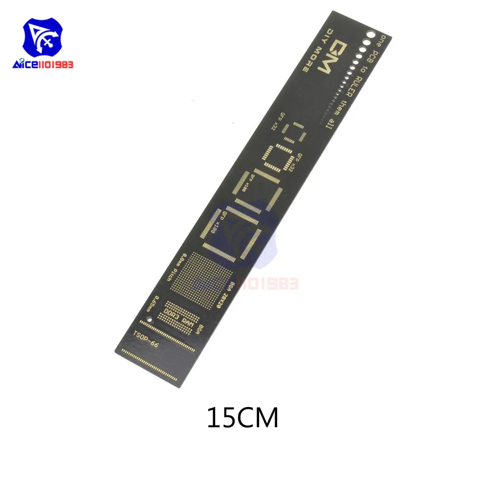 1 комплект 15 см 20 см 25 см PCB линейка Многофункциональный измерительный инструмент резистор микросхема конденсатора IC SMD диодный транзистор посылка 180 градусов - Цвет: 15cm