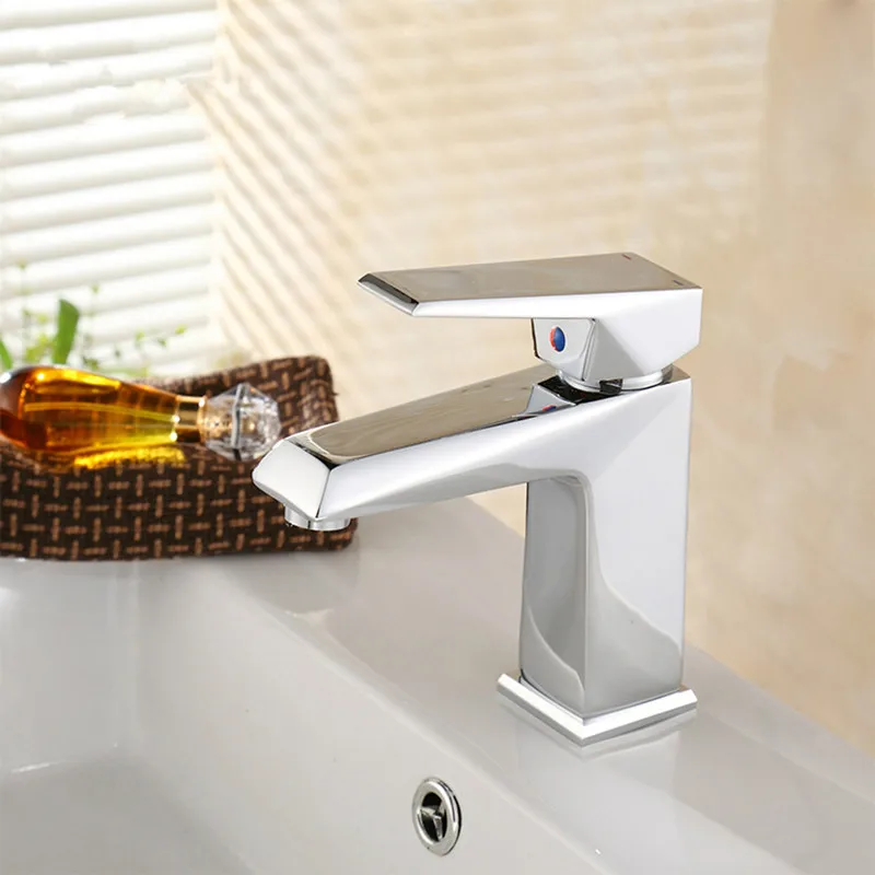 AUSWIND Modern Square Basin Faucet Bathroom Refined Brass Plating