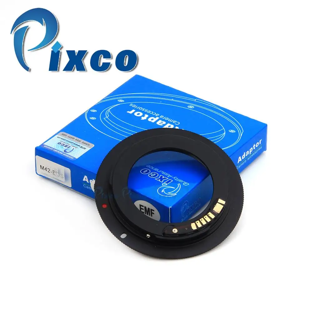 Pixco EMF AF Confirm Non-autofocus Lens Adapter Ring Suit For M42 Mount to Canon E.OS Camera 7D Mark II 5DIII 650D 60D 700D