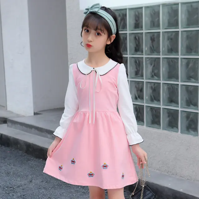 Vestido de primavera-otoño con corona de manga larga para niñas, ropa informal para bebés, 4, 5, 6, 7, 8, 9, 10, 11, 12 y 13 años Vestido de primavera-otoño con corona de manga larga para niñas, ropa informal para bebés, 4, 5, 6, 7, 8, 9, 10, 11, 12 y 13 años