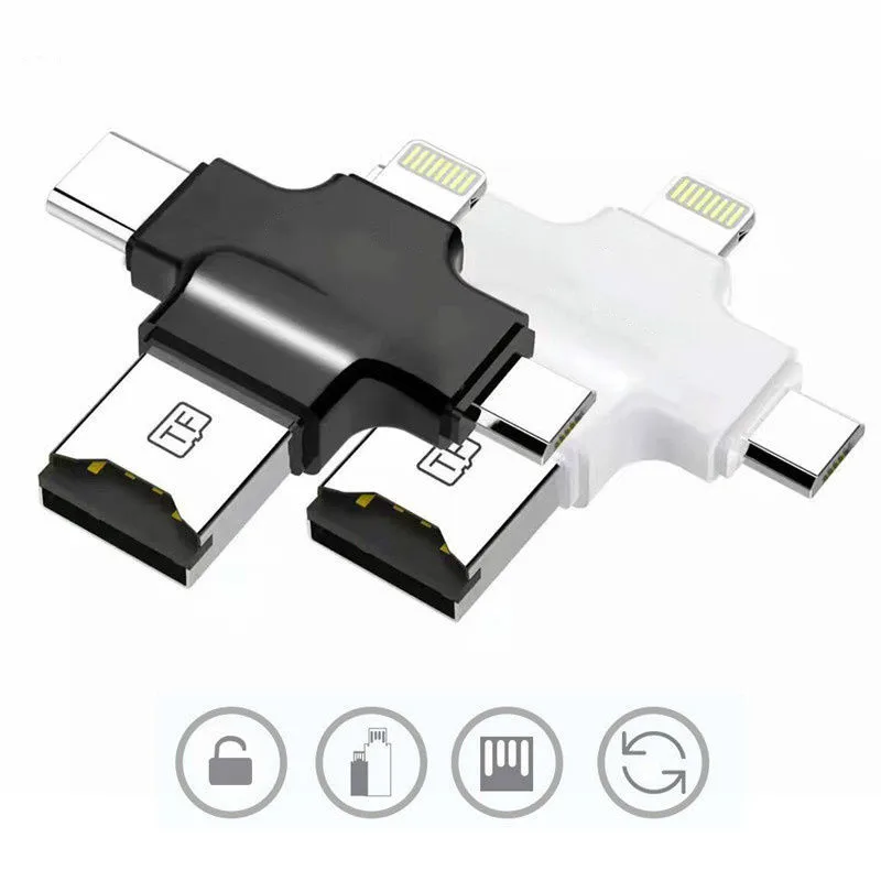 Usb кардридер 4 в 1 Type c/Lightning/Micro USB/USB 2 0 адаптер карта памяти для iphone6S 8 7 накопитель usb