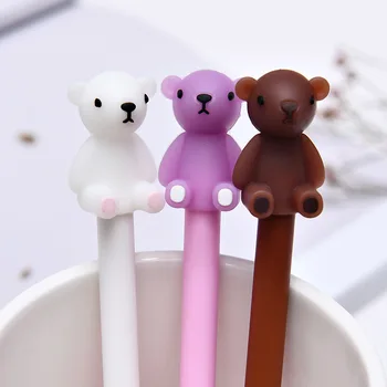 

36 pcs/lot Sample Bear Gel Pen Cute 0.5mm Black Ink Neutral pen office School writing Supplies Stationery gift