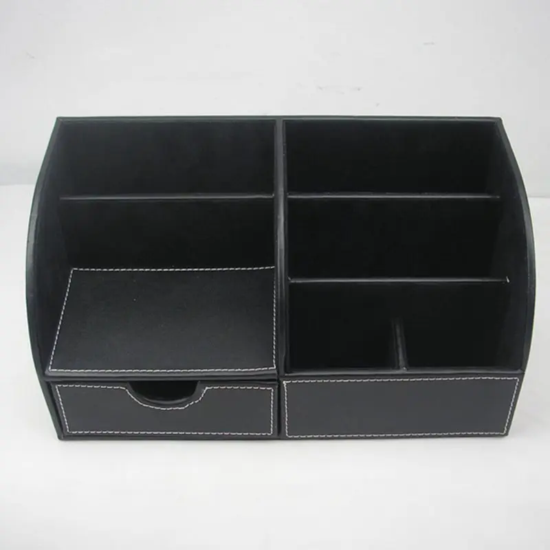  7 Storage Compartments Multifunctional PU Leather Office Desk OrganizerBusiness Card/Pen/Pencil/Mob