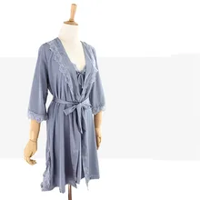 Мода, женский сексуальный кружевной Шелковый халат и платье, пижамный комплект, банный халат, 2 предмета, свадебная Пижама для подружки невесты