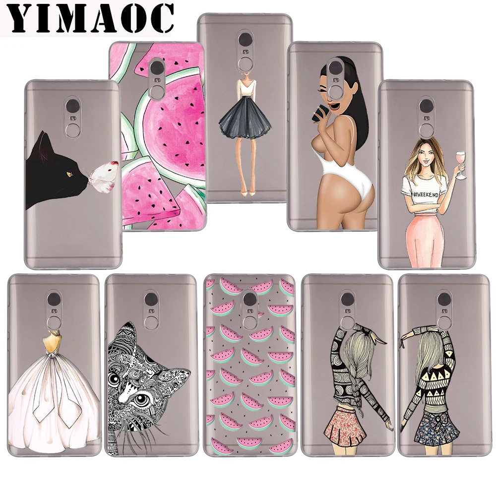 

YIMAOC Girls Fruits Cats Painted Soft Case for Xiaomi Mi a1 a2 f1 6 8 lite se mix 2s Redmi 5 6 6a S2 Plus 5A Note 5 6 Pro 4 X