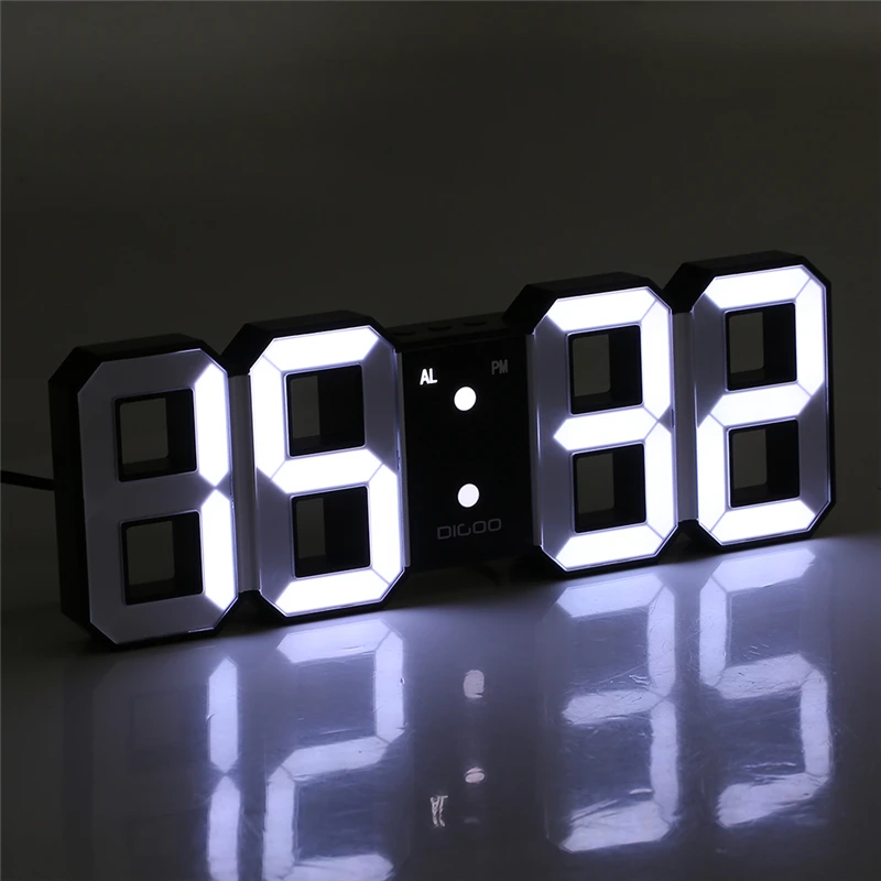 Digoo DC-K3, многофункциональные большие 3D светодиодный цифровые настенные часы, будильник с функцией повтора, дисплей 12/24 часов