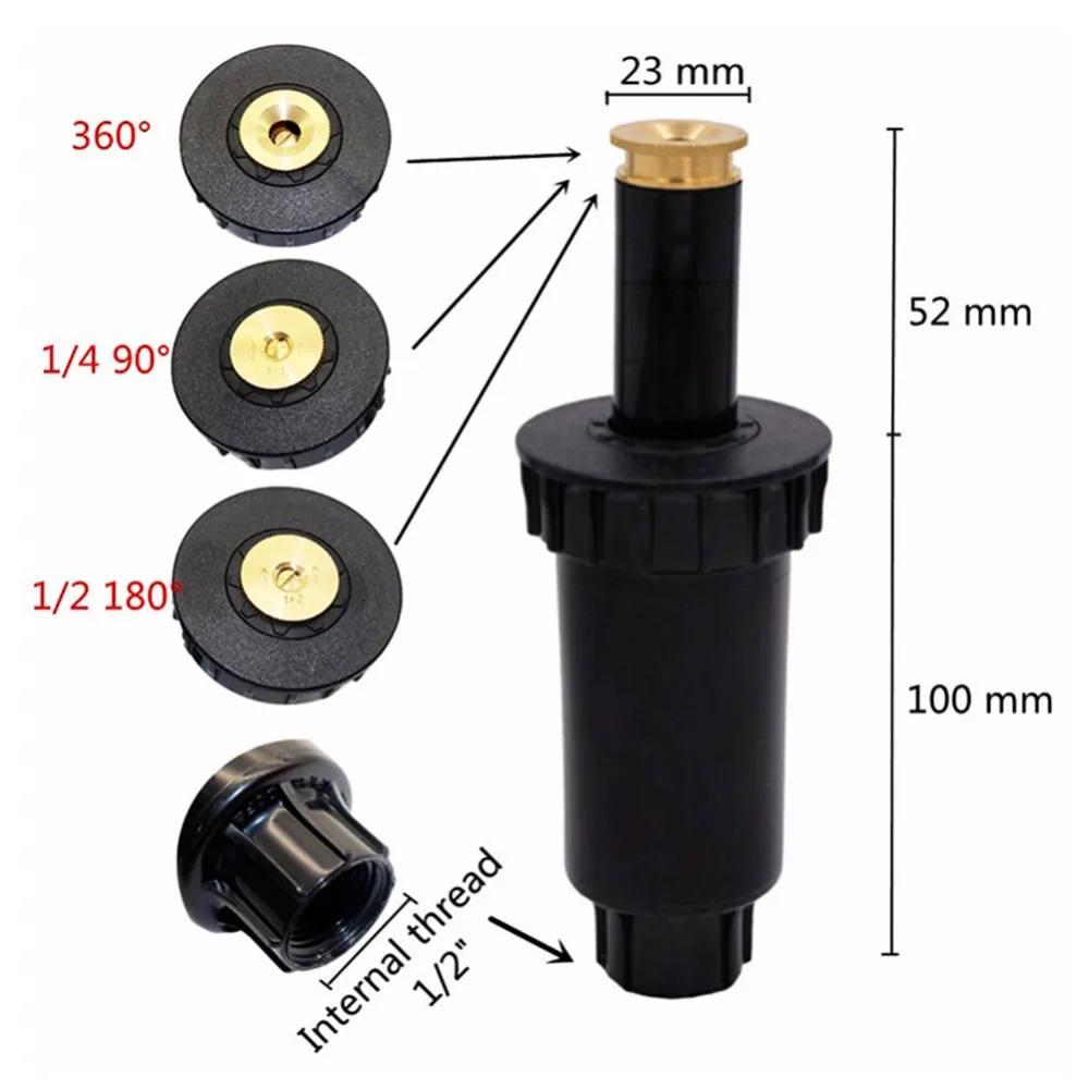 Garden Sprinkler Irrigation Sprinklers Garden Irrigation Nozzle 1/2 Inch Internal Thread 90 180 360 Degree Popup Sprinklers 1 Pcs