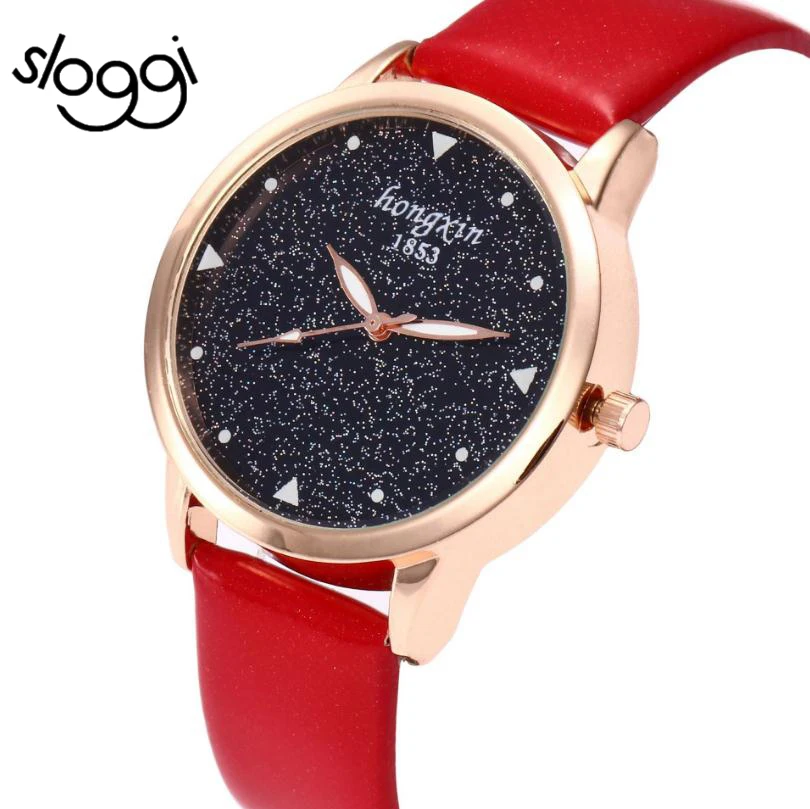 Sloggi Роскошные Для женщин Мода Часы звездное небо кожа кварцевые часы женские наручные часы подарок