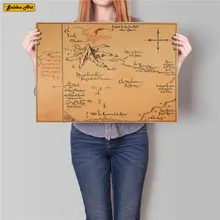 Властелин колец Одинокая гора карта фильм Винтаж крафт бумага плакат ретро живопись Ретро Бар Кафе Наклейка на стену 45,5x31 см