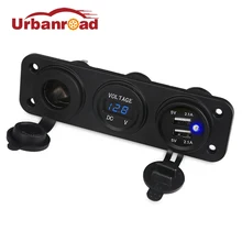 Urbanroad DC 12V Motorcycle Boat Car Dual USB Charger Cigarette Lighter Socket Adapter With Voltmeter Auto USB Socket 5v 4.2A