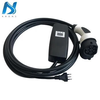 

Khons Type 2 Electric Vehicle Portable EV Charger With Swiss Plug IEC 62196 16A Adjustable 16ft Cable Car EV Charging Connector