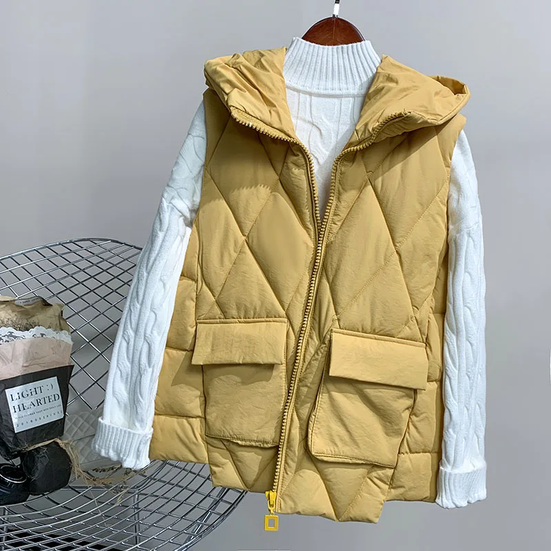 

Winter women waistcoat 2019 Autumn casual hooded thick warm sleeveless vest jacket coat