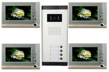 Alta definición por cable Video de la puerta sistema de intercomunicación del teléfono para multiplicar capa apartamento una cámara de 4 monitores