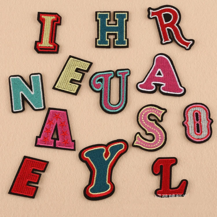 1pc for colorful letter Patches For Clothing Iron On Embroidered