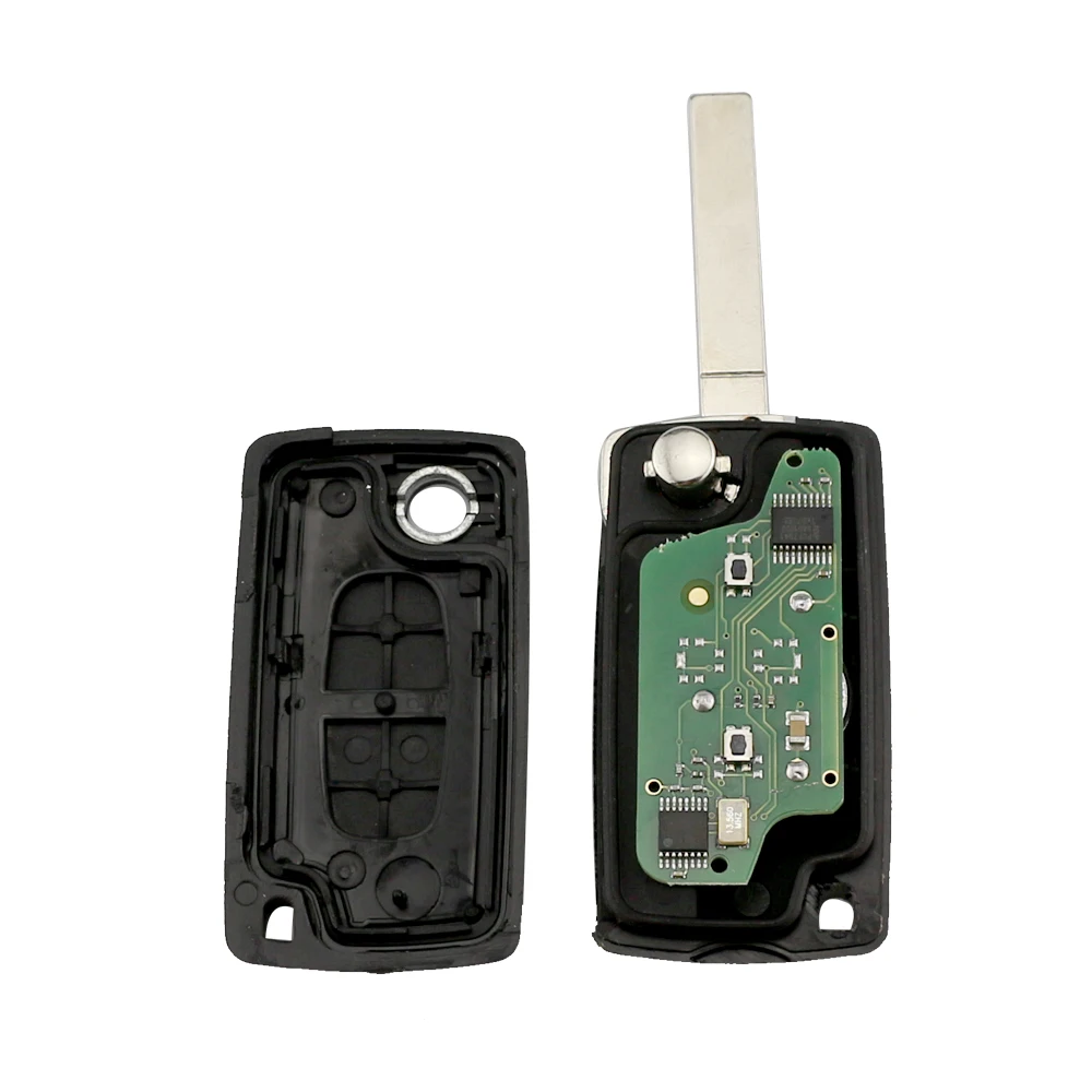 KeyforkessCE0523 Pieghevole di Vibrazione Tasto Chiave A Distanza Per Peugeot 307 3008 308 408 2 Modulazione ASK VA2 ID46 PCF7941 Transponder di Chip -