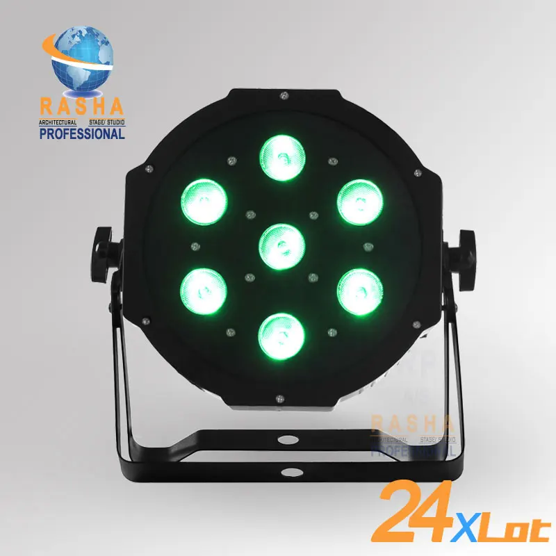 

24X LOT Rasha Quad ADJ 7*12W Quad LEDs (RGBA/RGBW) NEW Mega Quadpar Profile,DMX Par Can,ADJ PAR LIGHT