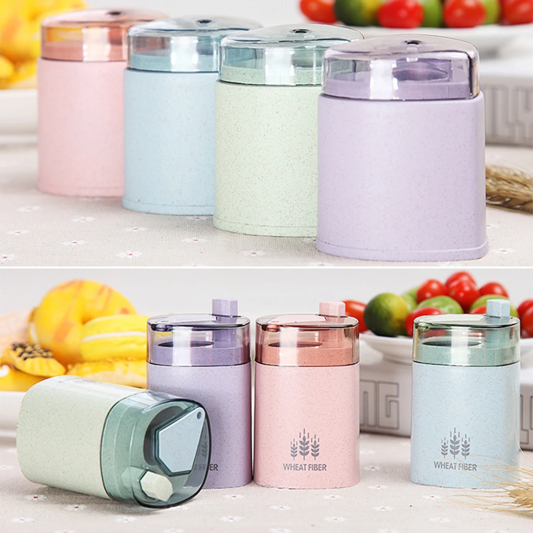 

Table Toothpick Storage Box Automatic Toothpick Holder Container Wheat Straw Household Toothpick Dispenser