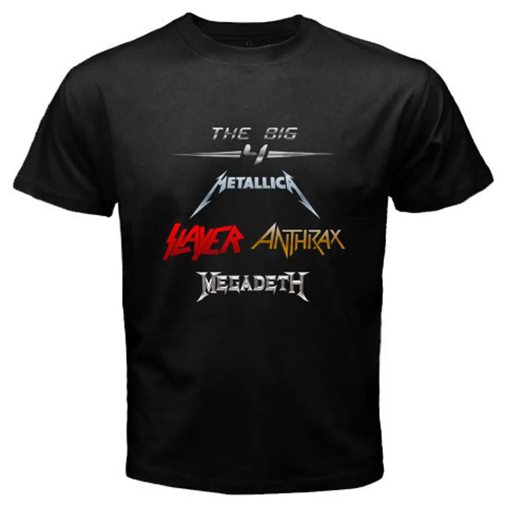 БОЛЬШОЙ 4 METAL METALLICA ANTHRAX SLAYER MEGADETH мужская Черная Футболка Размер S 2XL|black t-shirt|t-shirt men