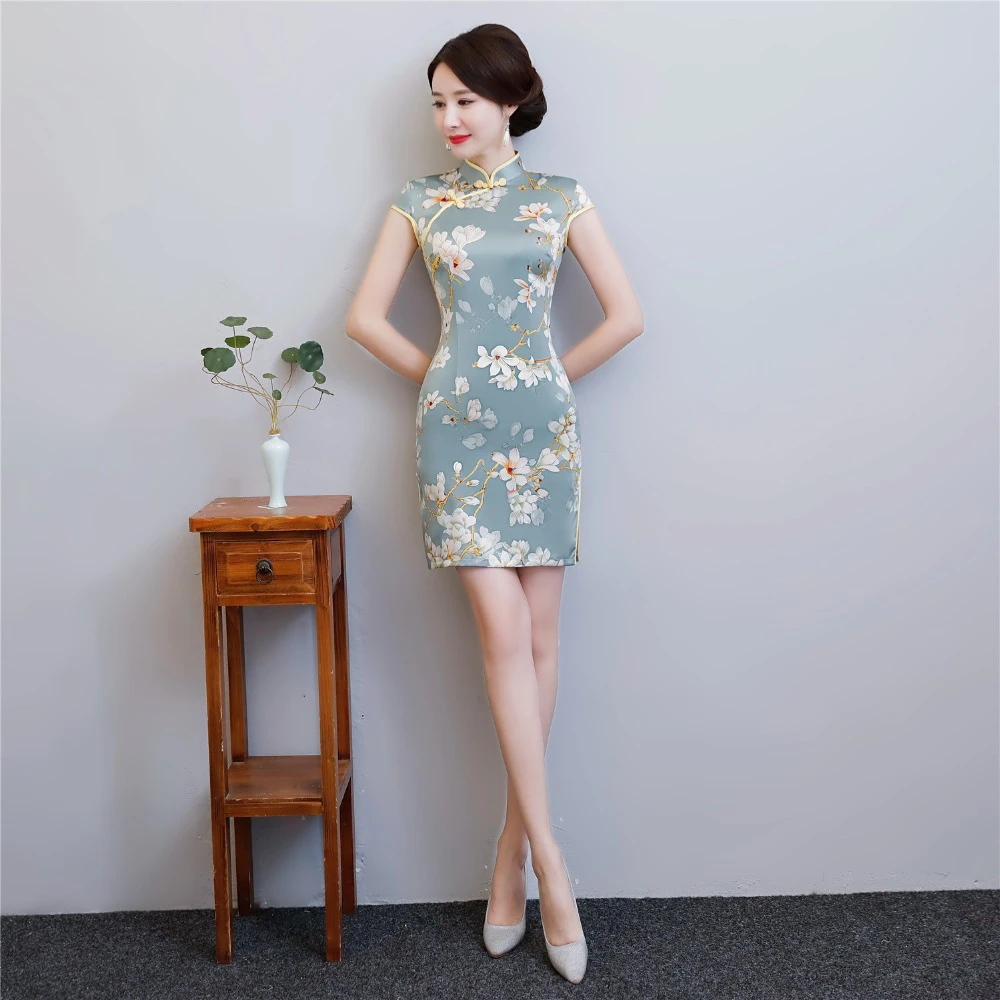 Shanghai historia de imitación de seda vestido Oriental Chino chino de las mujeres ropa Cheongsam Qipao 2018|cheongsam qipao|chinese oriental cheongsam - AliExpress