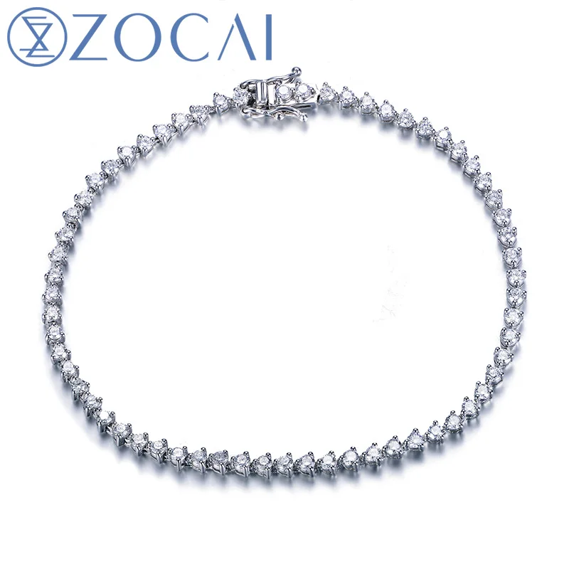 ZOCAI стильный браслет 1,8 карат натуральный бриллиант 18 к браслет из белого золота хорошее ювелирное изделие S00113