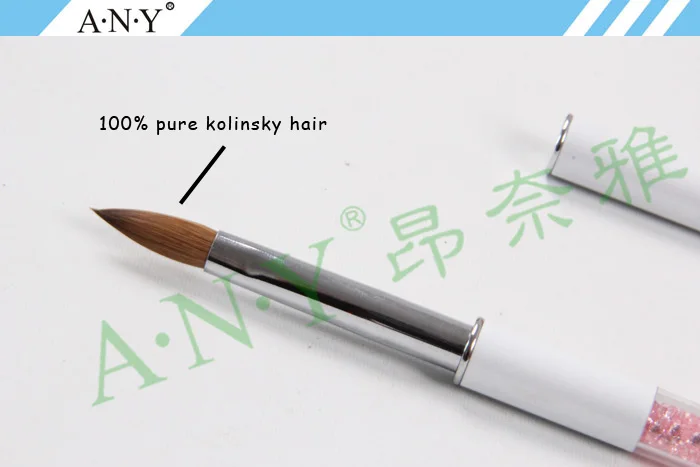 ANGNYA 1Pcs Acrylic Handle With Rhinestone Kolinsky Oval Nail Art Brush For Acrylic 8#/10# Oval Single Piece A003 3