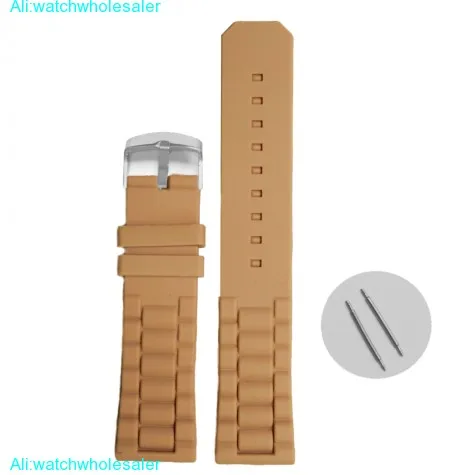 22mm Camel Brown Silicone Jelly Rubber Unisex Watch Band Straps WB1052H22JB