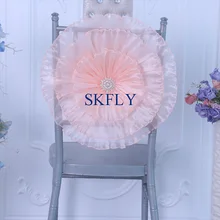 CH096C Новинка Горячая изготовление на заказ Свадебные украшения дробленая большая органза Румяна Розовый персик украшение для стула с пряжкой