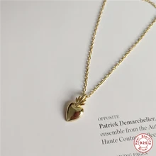 BOAKO oro S925 de corazón de plata esterlina colgante piña collar diseño encanto cadenas y collares para las mujeres joyería de moda B9(China)