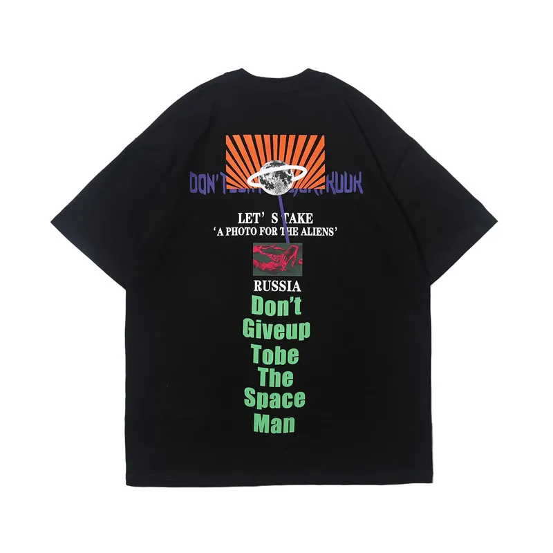 

OVDY THE SPACE MAN TEE women men t-shirt kanye west hip hop streetwear casual print harajuku cotton oversized short t shirt
