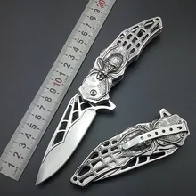 Folding training hunting knife Silver Spider knives survival Fold blade knife Outdoor gear EDC Pocket Knife evil xmas gift tools