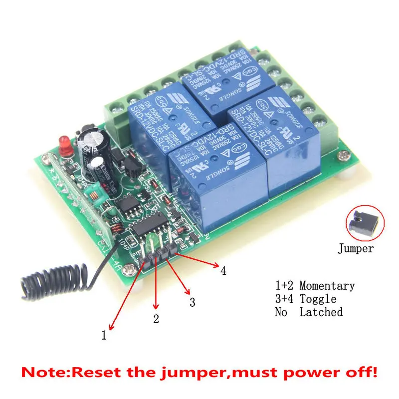 Смарт несколько DC 12V 24V 10A 315/433 MHz 4CH 4 CH беспроводное реле RF пульт дистанционного управления приемник+ 1 2 3 4 передатчик