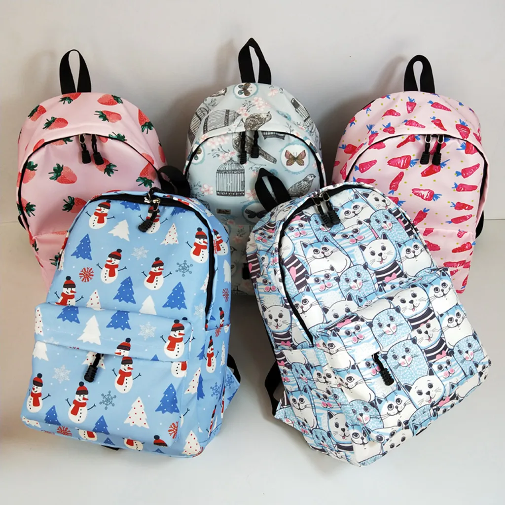 

2019 New Girl Nylon Print Backpack Waterproof Campus Student Lightweight Schoolbag Mochilas Feminina bagpack mochila mujer