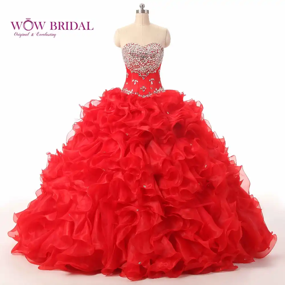 light red quinceanera dresses