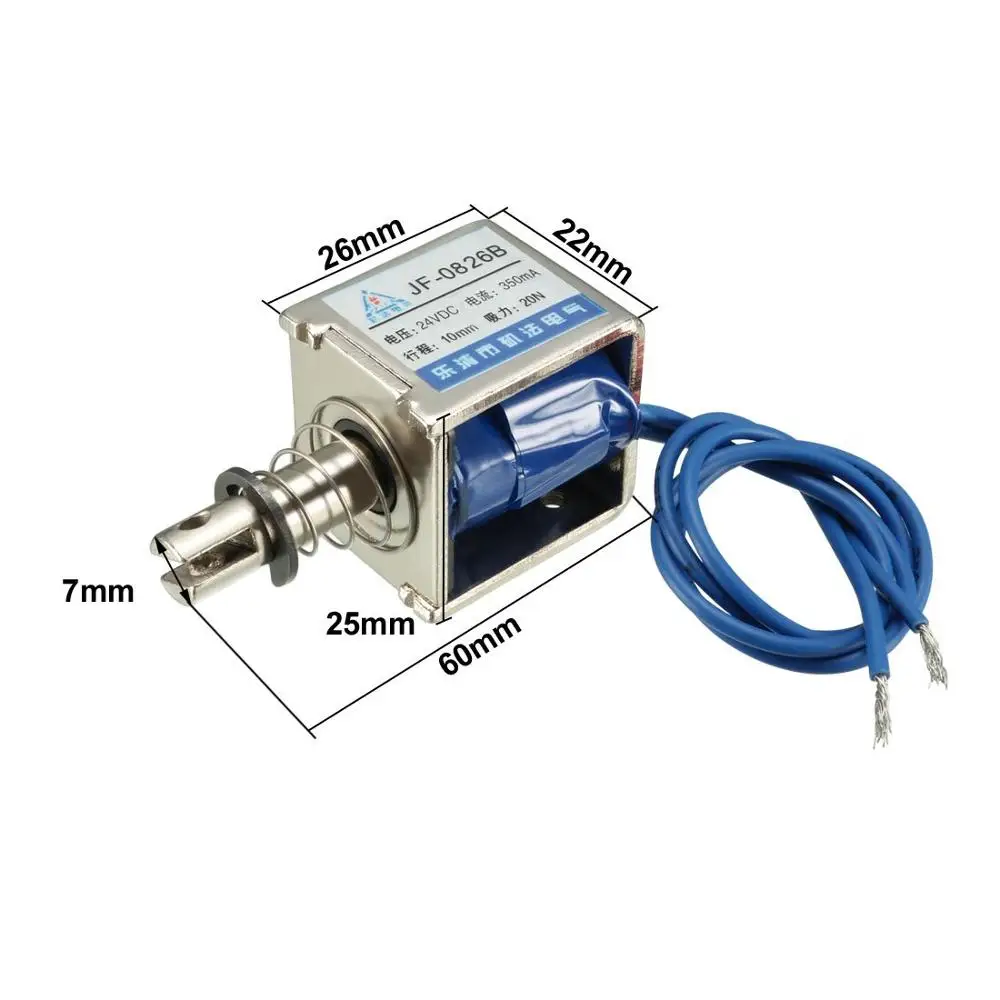 JF-0826B DC DC6V/12 V/24 V 2A 20N 10mm Pull Push Тип открытой рамки линейного движения Электромагнит