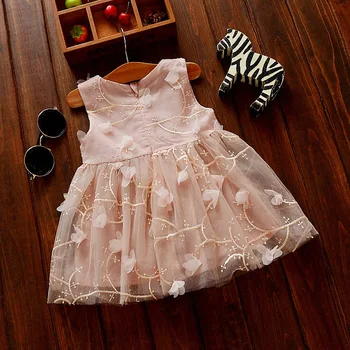 

New Baby Girl Children Vestido Infantil Girls Dress Baby Sundress Lovely Veil Stereoscopic Flower Fairies Bitter Fleabane Dress