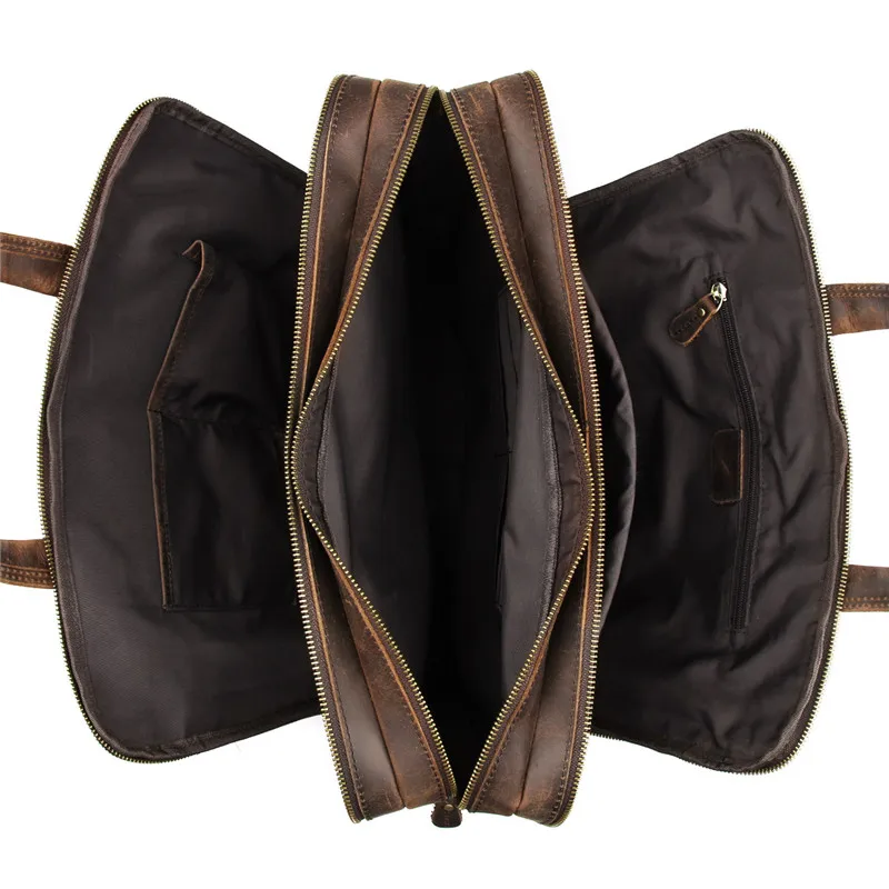 Nesitu Коричневый мужской портфель из натуральной кожи, сумки-мессенджеры, деловая Дорожная сумка из кожи Crazy Horse, 15,6 дюймов, портфель для ноутбука M7388