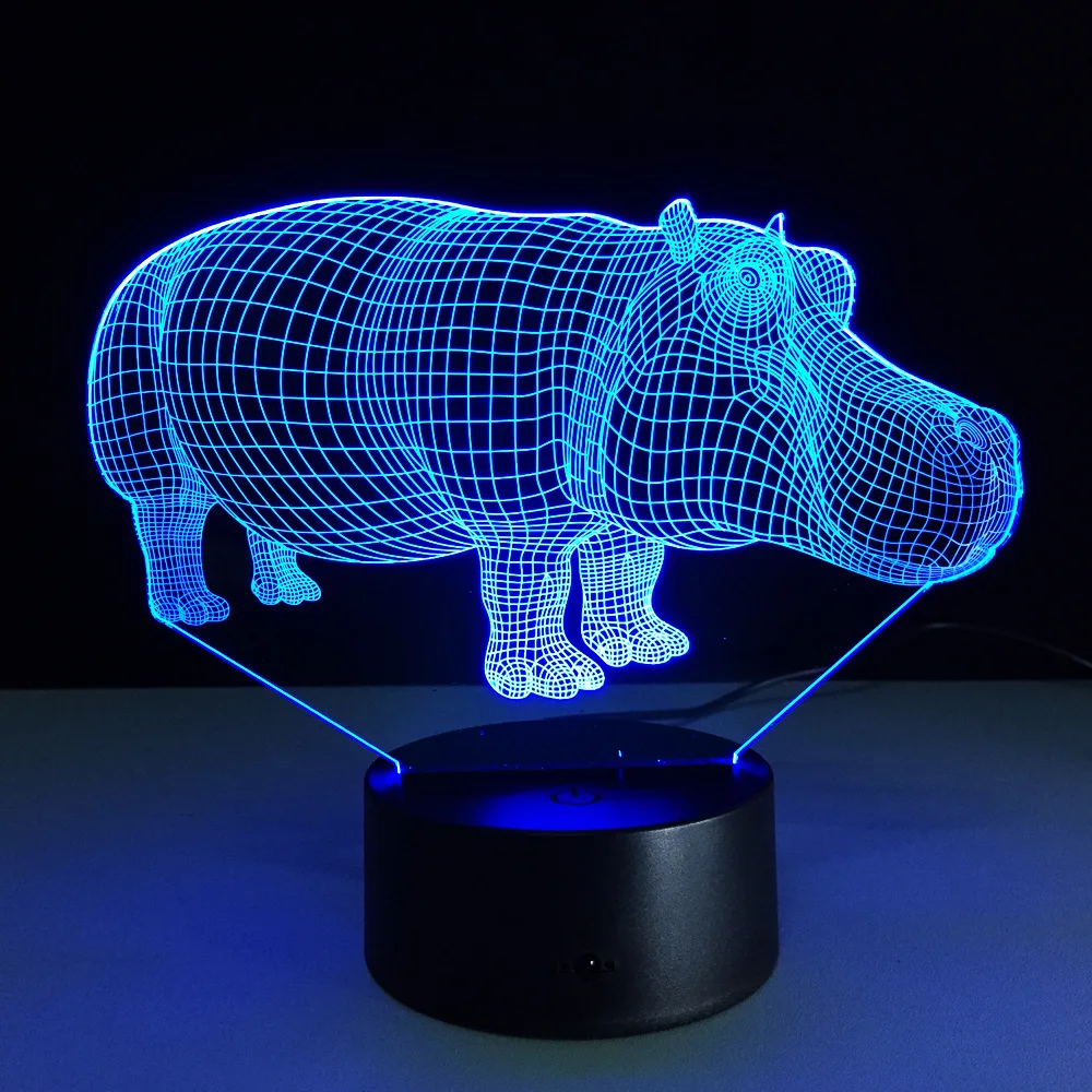 Hippo красочный сенсорный светодиодный 3D светодиодный светильник новинка подарок на Хэллоуин атмосфера Подарочная настольная лампа Светодиодный Ночник подарок на день рождения